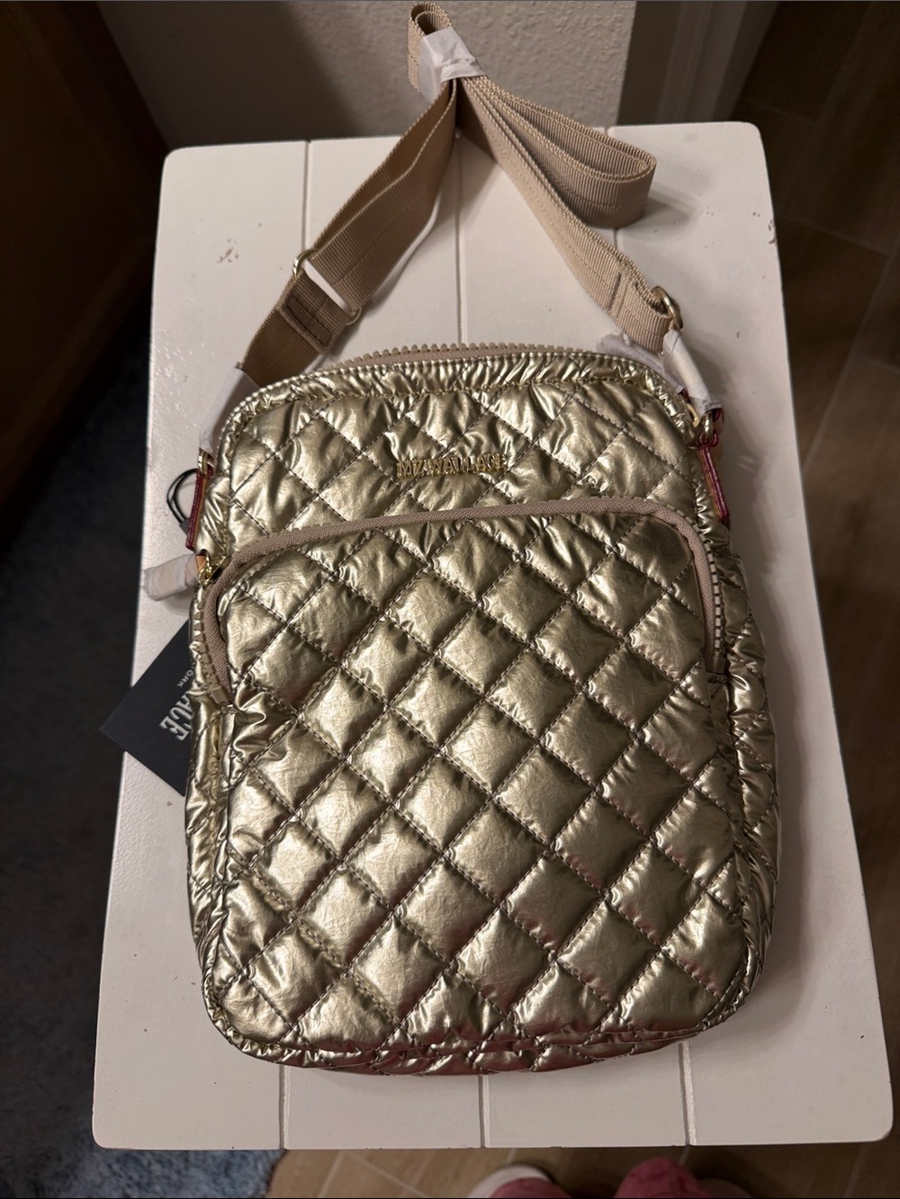 MZ Wallace Metro Crossbody bag in Platinum Metallic Gold. Size Large. Brand New. - Picture 8 of 16